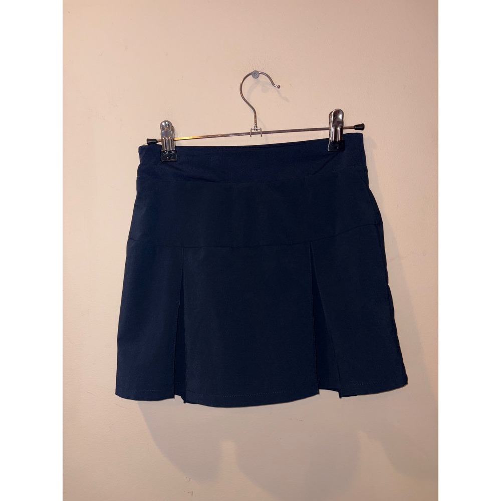 Lands End Girls Navy Blue Pleated Active Skort Built-in Shorts Size M 8-10